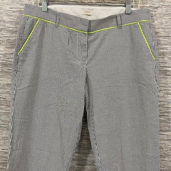 J.Crew Size 10 Seersucker Stripe Preppy Ankle Pants – Neon Trim Pockets - Picture 7 of 8